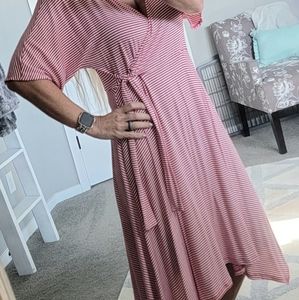 Red striped wrap dress Studio B